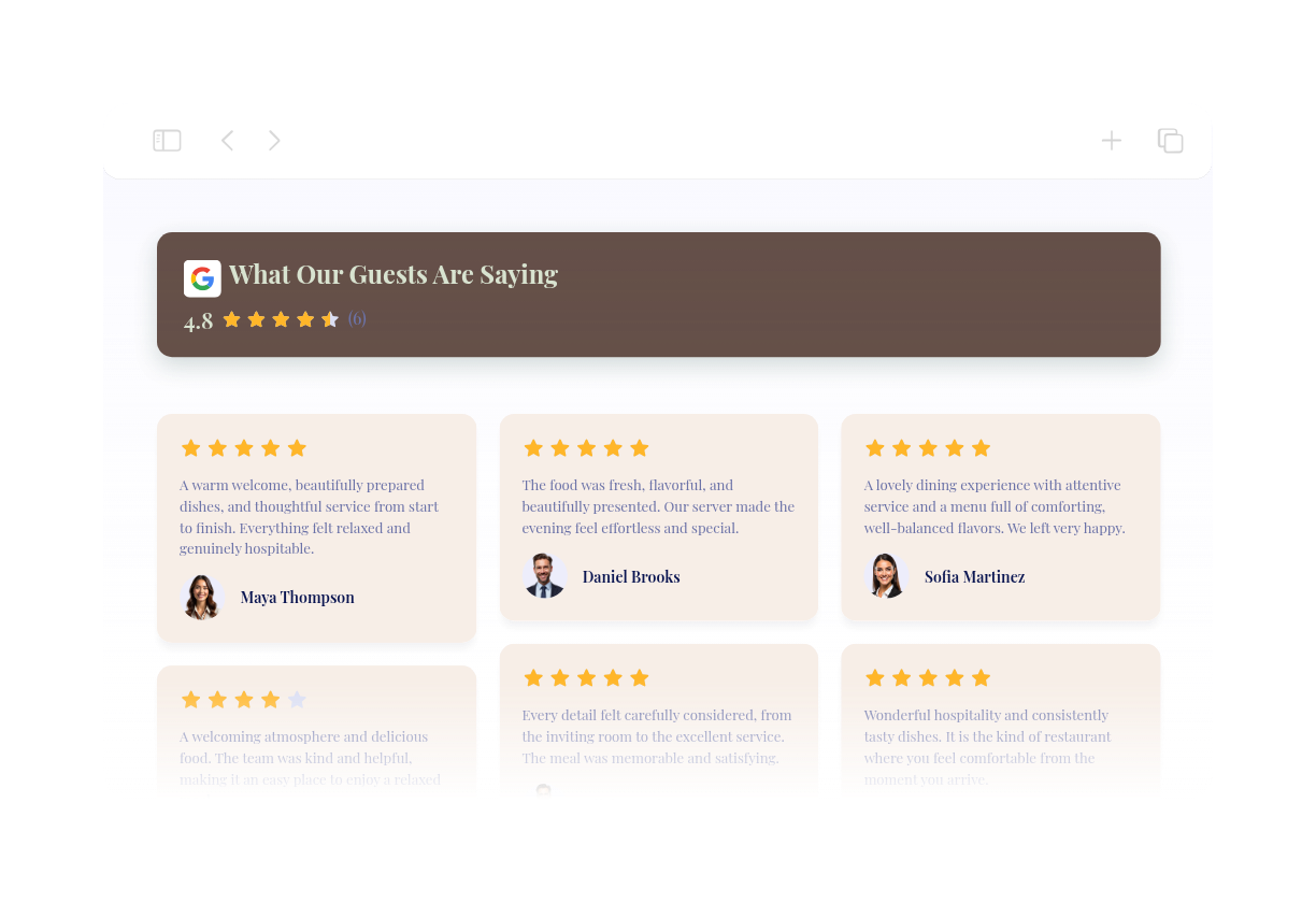 Restaurant Google Reviews Widget Thumbnail