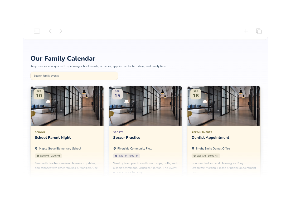 Family Event Calendar Thumbnail