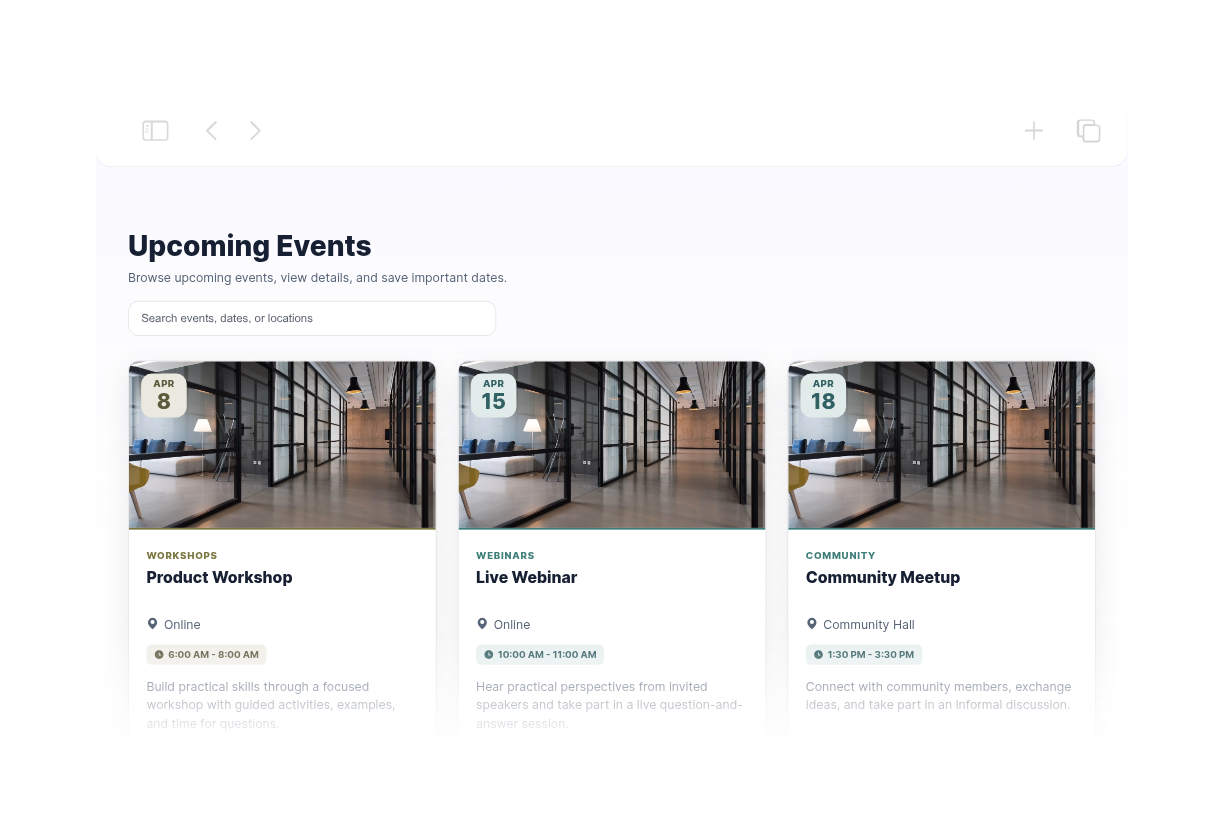 Website Event Calendar Widget Thumbnail