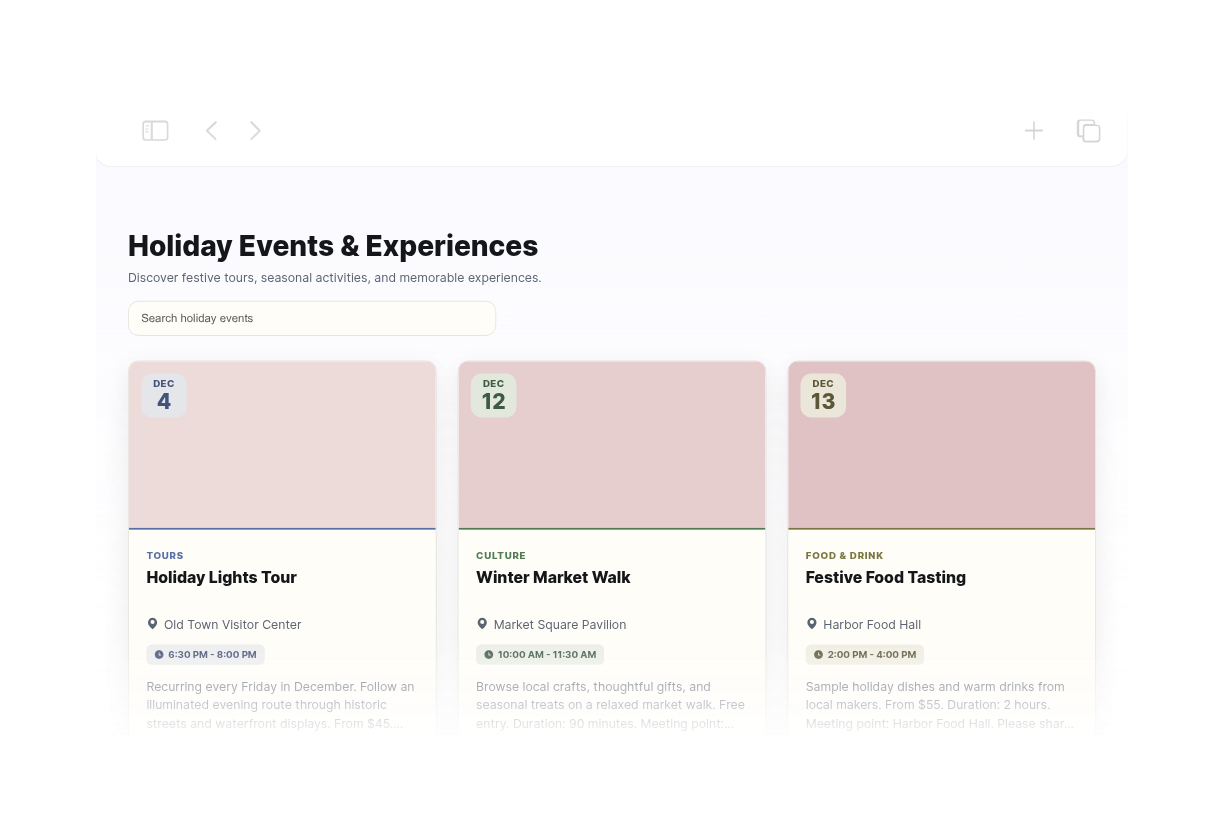 Holiday Event Calendar Thumbnail