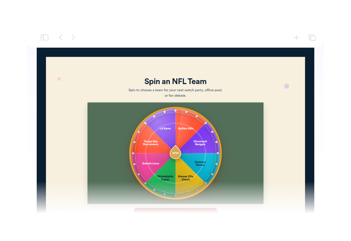NFL Spinning Wheel Widget Thumbnail