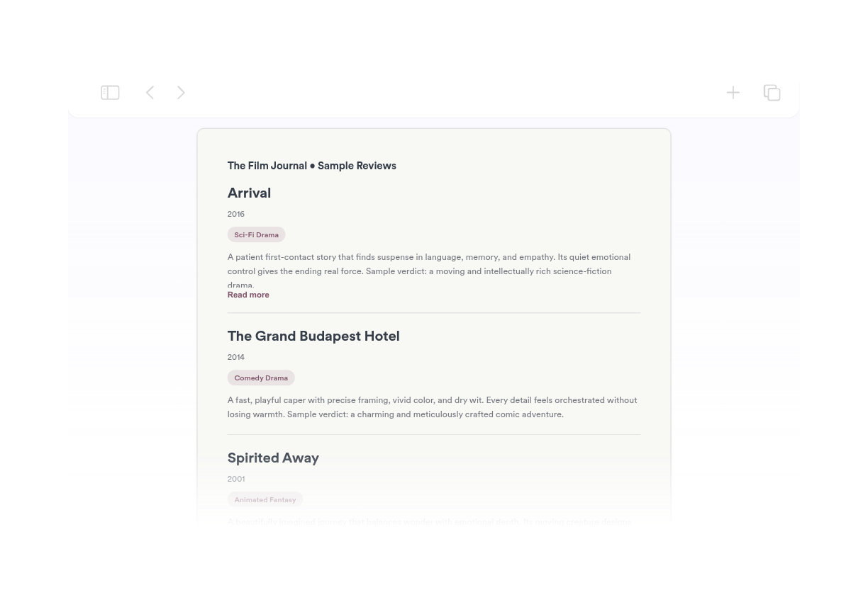 Movie Review Website Widget Thumbnail