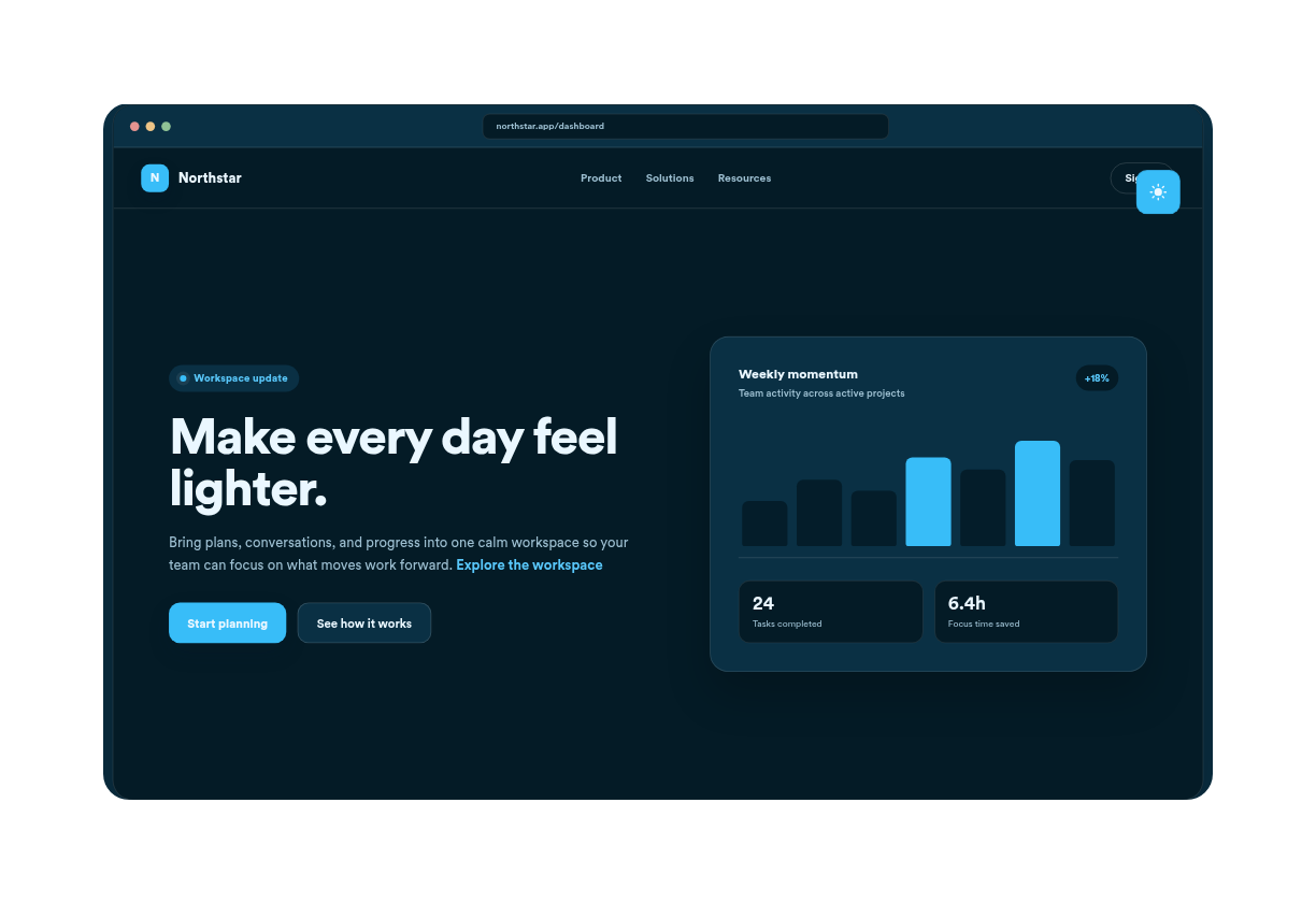 Fintech Website Dark Mode Thumbnail