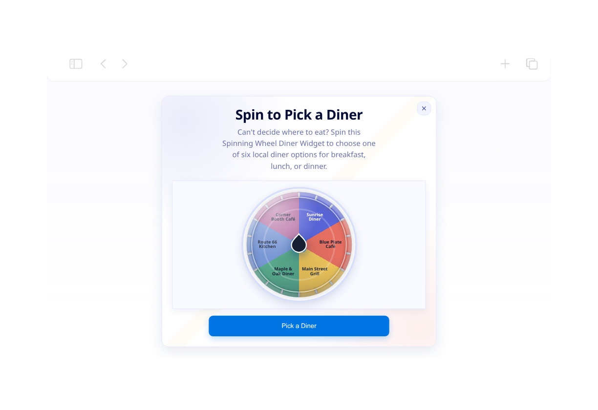 Spinning Wheel Diner Widget Thumbnail
