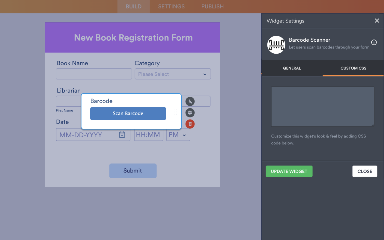 Barcode Scanner Form Widgets Jotform