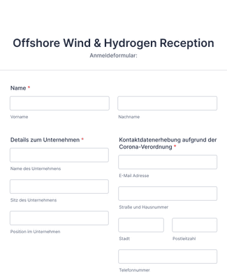 Form Templates: Anmeldeformular Offshore Wind & Hydrogen Reception