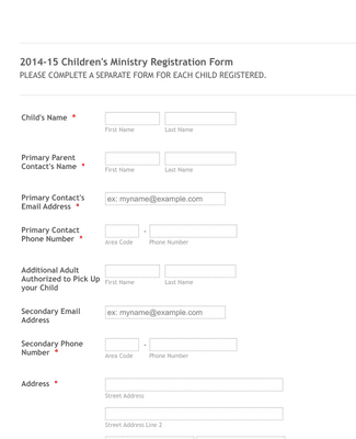 Children's Ministry Registration Form