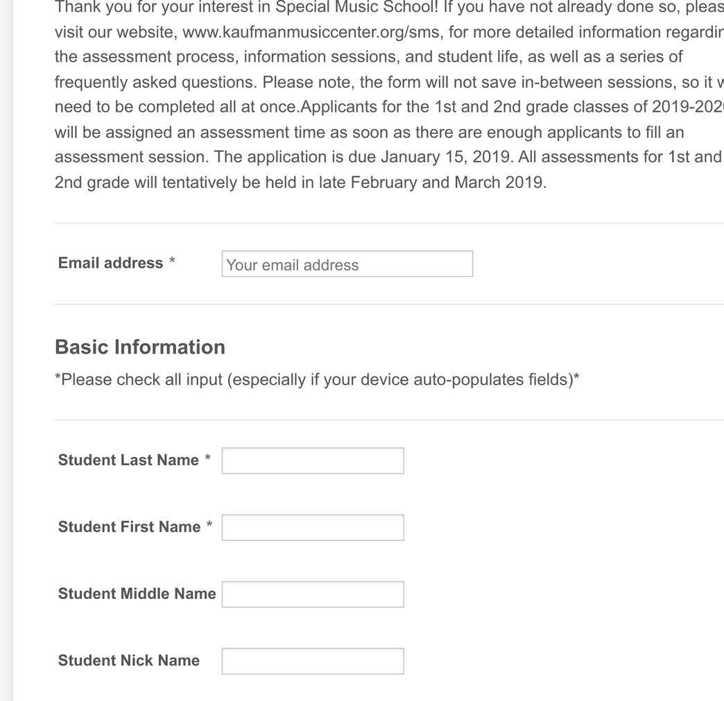 2019-2020 Grade 1 & 2 Application Form Template | Jotform