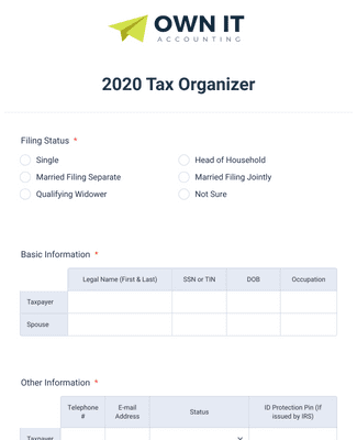 Form Templates: 2020 Tax Organizer