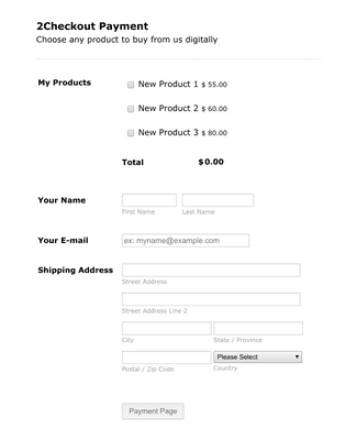 2Checkout Payment Form