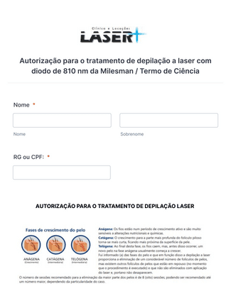 3 - Autorização para o tratamento de depilação a laser com diodo de 810 nm da Milesman / Termo de Ciência