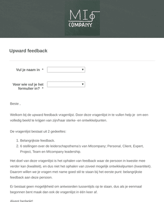 Form Templates: 360 graden feedback Nieuw format NL versie