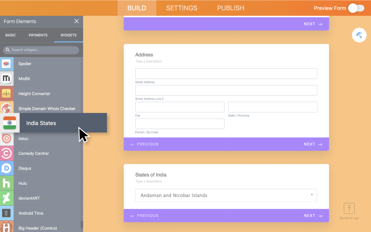 India States - Form Widgets | Jotform