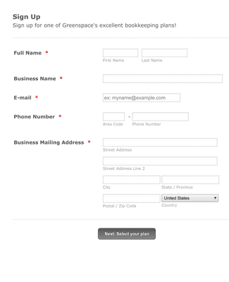 Form Templates: Business Signup Form