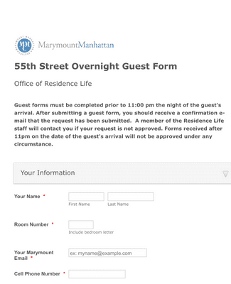 Form Templates: Overnight Guest Form