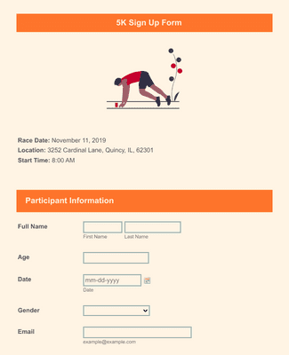 5K Sign Up Form Template | Jotform