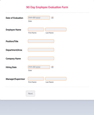 Form Templates: 90 Day Employee Evaluation Form
