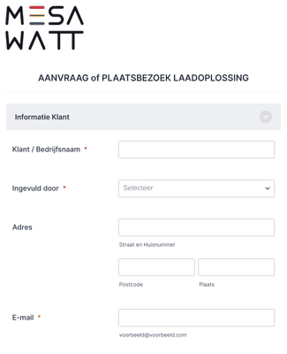 Form Templates: Aanvraag MESA Watt