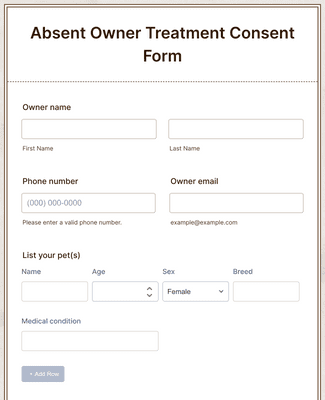Form Templates: Absent Owner Treatment Consent Form