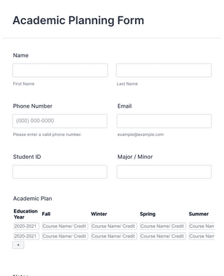 Academic Planning Form Template | Jotform