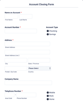 Form Templates: Account Closing Form
