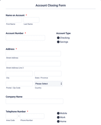Example Bank Account Form Bank Account Registration Form Template | JotForm