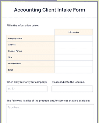 Form Templates: Accounting Client Intake Form