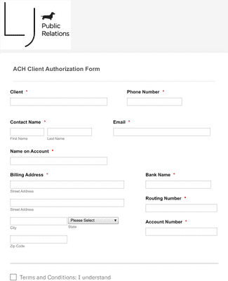 ACH Client Authorization Form Template Jotform
