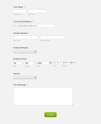 Health & Fitness Contact Form