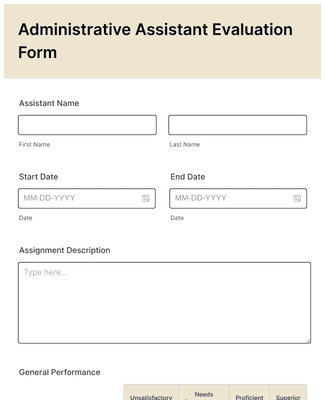 Form Templates: Administrative Assistant Evaluation Form