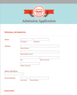 Form Templates: Admissions Application