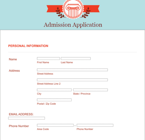 Admissions Application Form Template | Jotform