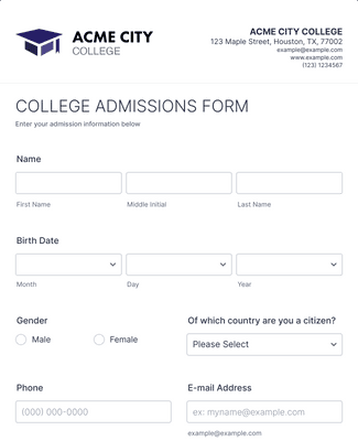 Form Templates: College Admission Form