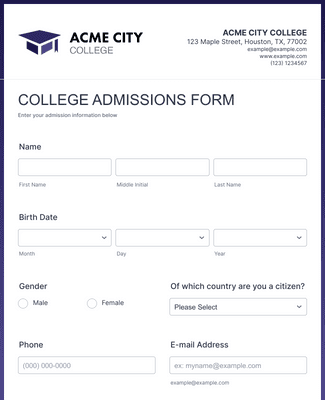 College Admission Form