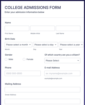 College Admission Form Template | Jotform