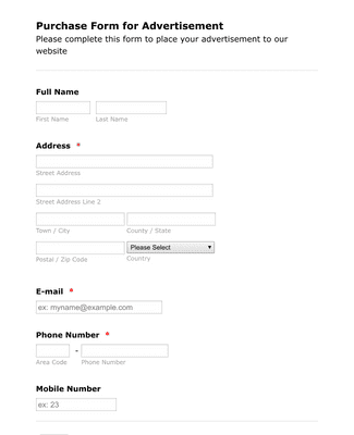 Advertiser Purchase Form