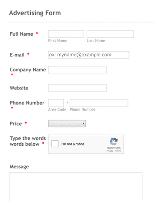 Form Templates: Basic Advertising Form