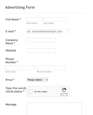 Basic Advertising Form Template | Jotform