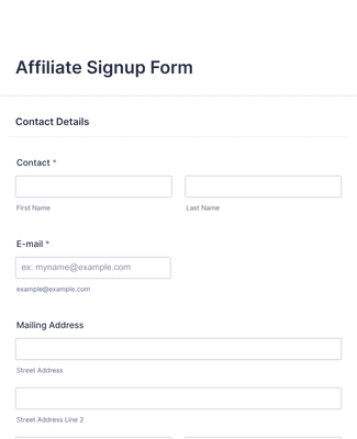 Form Templates: Affiliate Signup Form