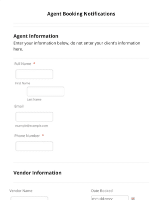 Form Templates: Travel Agent Booking Form