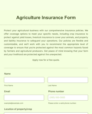 Form Templates: Agriculture Insurance Form