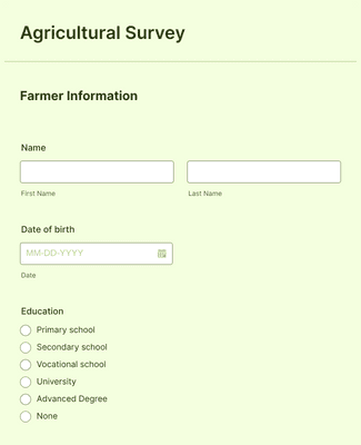 Form Templates: Agriculture Survey