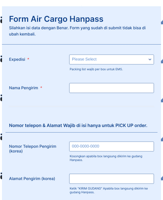 Form Templates: Air cargo Hanpass