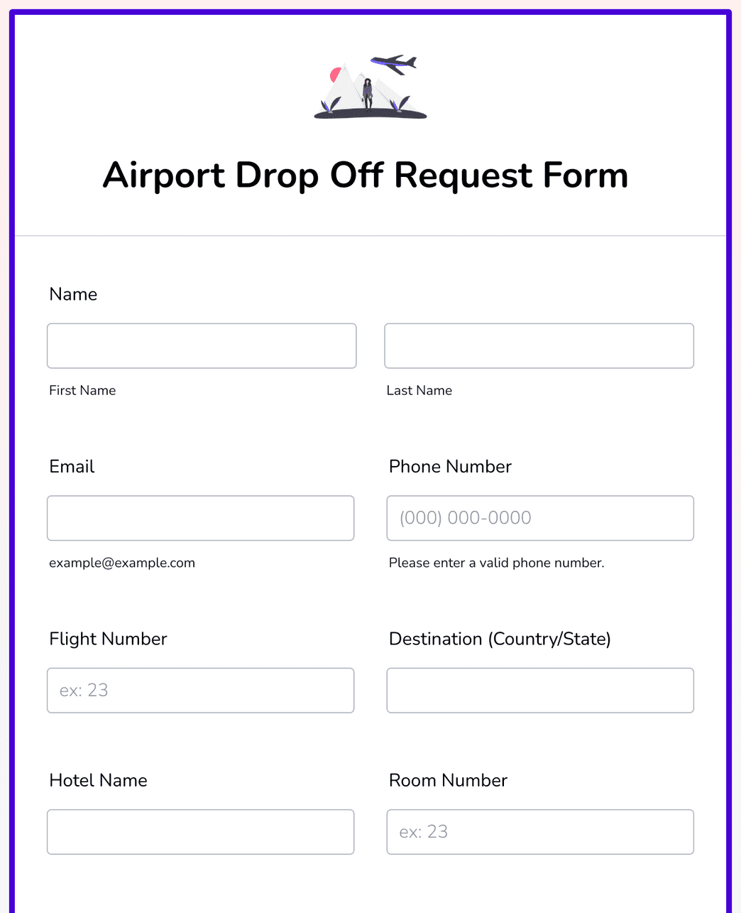 Airport Drop Off Request Form Form Template Jotform