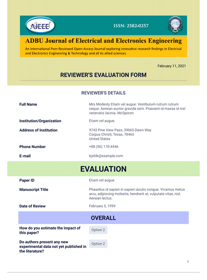 Peer-Reviewed Open-Access Journal Evaluation Form