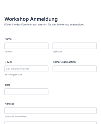 Form Templates: allgemeine Workshop Anmeldung