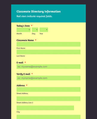 Form Templates: Alumni Contact Directory Form Paint Theme
