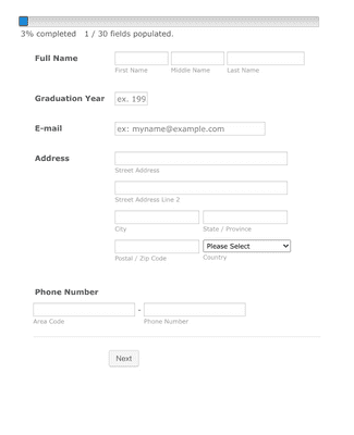 Form Templates: Alumni Information Form