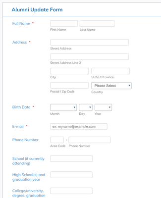 Alumni Update Form Template | Jotform