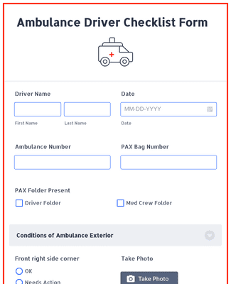 Form Templates: Ambulance Driver Checklist Form